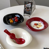 Purpdrank  Handmade Ceramic Dessert Bowl Solid Color Yogurt Bowl Household High-value Tableware Fruit Salad Breakfast Oat Yogurt Bowl