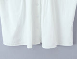 Purpdrank  Holiday White Spliced Wood ears Lace Peter Pan Collar Short Puff Sleeve Shirt Women Fold Pleated Front Open Buttons Blouses Tops