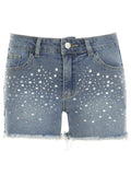 Purpdrank  y2k Rhinestone Denim Shorts Summer Casual Low Rise Skinny Short Jeans for Women Streetwear All-match Shorts Harajuku 90s