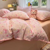 Purpdrank  Thick Pure Brushed Bed Sheets, Duvet Cover Set, Four Piece Bedding Set Bed Sheet, Fully Enclosed for Home Gift