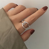 Purpdrank - Punk Geometric Irregular Liquid Lava Waterdrop Shaped Open Rings For Women Vintage Silver Color Metal Rings Personality Jewelry