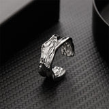 Purpdrank - Punk Geometric Irregular Liquid Lava Waterdrop Shaped Open Rings For Women Vintage Silver Color Metal Rings Personality Jewelry