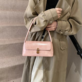 Purpdrank  Retro Women Underarm Shoulder Bag Flap Shape PU Leather Pure Color Armpit Bag 2024 New Luxury Designer Purses And Handbags