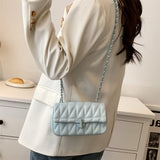 Purpdrank  Embroidery Thread Chain Crossbody Bags For Women 2023 Latest Luxury Designer Handbag PU Leather Street Shoulder Bag Bolsos