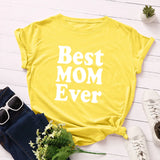 Purpdrank  Women's Loose round Ne ort Sve Cotton T-irt Thin Mom Ever Best Mom Ever Street Sle Print Creative Design Spring Su...