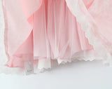 Purpdrank  Women Sexy Pink White Jacquard Floral Bow Lacing Up Sling Dress Low Waist Spliced Lace Ball Gown Mini Dresses Party Robe
