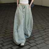 Purpdrank  American Retro Washing Old Jeans Summer Deconstructive Casual Loose Wide-leg High Street Spice Pants