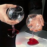 Purpdrank  Romantic Love Glass Cup Heart Bottom Red Round Glass Cup Creative Handmade Glass Wine Glasses Champagne Cocktail Cup Gift