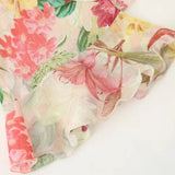 Purpdrank  Fashion Semi Sheer Floral Print Wood ears Ruffles V neck Pullover Shirt Women Full Flare Sleeve Loose Chiffon Blouses Tops