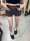 Purpdrank  Spring Autumn Women Straight Knitting Shorts Girl's Slit Ruched Elastic Middle Waist Short Pants Dark gray black khaki 5 colors