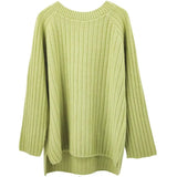 Purpdrank  Women's Korean-Style Loose Pullover Sweater Autumn Winter Vertical Strip Solid Color All-match Lazy Style Outer Wear