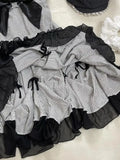 Purpdrank  French Vintage Gothic Striped Bow Dress Woman New Design Fashion Slim Casual Party Dresses Summer Retro Aesthetic Clothing