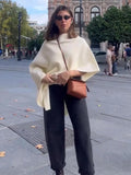 Purpdrank  Draping Irregular Shawl Pullover Knitwear Loose Elegant Knitted Cape French Minimalist Cloak Knit Sweater Women Fashion Top New