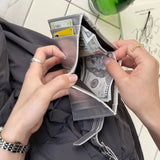 Purpdrank  Leather Card Holder Women Ultra-Thin Mini Buckle Coin Purse Portable Wallet Cute Bank Credit Id Bag Multi-Card Slot Wallets