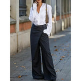 Purpdrank  Office Lady Suit Pants New Fashion High Waisted Wide Leg Floor-Length Urban Casual Commute Trousers For Women