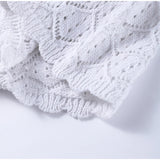 Purpdrank  Sexy Hollow Out 2 Pieces Set For Woman Casual Single-breasted Short Sleeve Top Mini Skirt Summer Holiday Knitted Lady Suit 2025