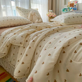 Purpdrank  Summer Quilt Four Piece Set Floral Printed Soft Bedroom Decor Bedding Set Summer Quilt Bed Sheet With Pillowcases Home Textiles