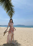 Purpdrank  Vacation Style Dress for Women Summer New Irregular Ruffle Short Dress Strapless Dress