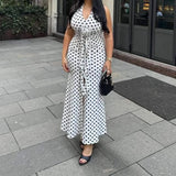Purpdrank  Summer New Women's Temperament Polka Dot Sleeveless Slim Dress Mermaid Skirt Long Skirt