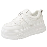 Purpdrank  Thick Bottom Vulcanzied Shoes Female Solid Color Chunky Platfrom Sneakers Woman Pu Leather Non-Slip Casual Shoes Spring 2025