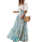 Purpdrank  Vacation Skirts y2k Women Beach Bohemian Geometric Floral Print High Waist Ruffle Skirts 2000s Skirt Casual Streetwear