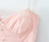 Purpdrank  Pink Embroidery Floral Bra Corset Style Sling Dress Women Cross Lacing up Back 2 Layers hem Party Skater Mini Dresses Robe