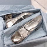 Purpdrank - 2023 Luxury Brand Designer Women Crystal Triangle Mary Janes Chic Metallic Silver Rhombic Leather High Heels Pumps Party Shoes