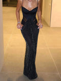 Purpdrank  Sexy Spaghetti Strap Maxi Dress Women Fashion Sleeveless Slim Cut Out Mesh Spliced Sparkly Sequins Evening Party Long Gown