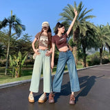 Purpdrank  Fashion Cropped Jeans Women's New 2025 Spring Summer Loose Straight Trousers Vintage Chic Wide Leg Ankle Denim Pants Streetwear