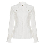 Purpdrank  Japanese Unisex Long Sleeve Solid Slim Edible Tree Fungus Pockets Women Shirt