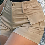 Purpdrank  Summer Fashion Casual Slim Women's Short Pants High Waist Button Streetwear Y2K Short Pocket Cargo Shorts