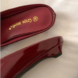 Purpdrank  Fashion Red Square Toe Flat Slippers Women High Quality Patent Leather Mules Luxury Brand Designer Sandals Sandalias De Mujer