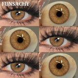 Purpdrank  1 Pair Brown Color Contact Lenses Natural Eye Contacts Blue Colored Soft Lens Yearly Use Women Makeup Cosmetic Lenses