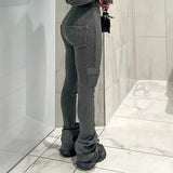 Purpdrank  Europe Autumn and Winter Stretch Waist Micro Side Pocket Tight Pants