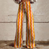 Purpdrank  Vintage Gradient Faux Denim Pants Womens Wide Leg New Fashion High Waist Casual Retro Punk Women Faux Denim Trousers Jeans