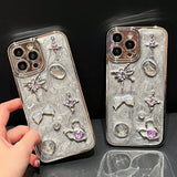Purpdrank  Luxury Plating 3D Butterfly Star Phone Case For iPhone 12 13 14 11 15 Pro Max X XR TPU Glitter Cover For iPhone 14Pro 13 Pro Max
