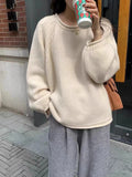 Purpdrank  Knit Sweater Women's Tops Long Sleeves Crew Neck Pullover Oversized Loose Plain Jumper Casual Stylish Autumn Winter Outfit