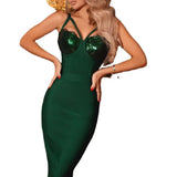 Purpdrank  Green Mid-skirt Mid-waist Sling Dress Japanese Style Pure Color Elegant Commuter Fashion Women's Dress