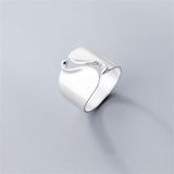 Purpdrank - Punk Geometric Irregular Liquid Lava Waterdrop Shaped Open Rings For Women Vintage Silver Color Metal Rings Personality Jewelry