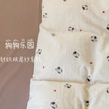 Purpdrank  Knitted Class A Bedding Set Floral Style Bed Linen Set Soft Double Yarn Four-Piece Set Quilt Cover Set Bed Sheets Gift for Home