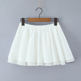 Purpdrank  Ballet Girl White Cotton Spliced Lace Lining Mini Skirt Women Ball Gown Umbrella Skater Skirts with Shorts underwear Summer