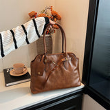 Purpdrank  Retro Underarm Shoulder Bags For Women 2025 Luxury Designer Handbag Two Sized Large Capacity Business Commute Shopper Tote
