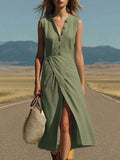 Purpdrank  Elegant Solid Color Maxi Dress Women Summer Fashion Sleeveless V-neck Maxi Dresses Casual