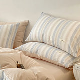 Purpdrank  4Pcs Grid Printed Fitted Sheet Bedclothes Cotton Double-Sided Mix Color Soft Quilt Cover Single Double Comfort Set for Adults