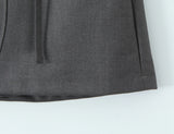 Purpdrank  Sexy Lacing up Bow Collar Camisole Tank Top +  Side Zipper Low Waist Wood ears Front A-lined Short Skirt 2 Pieces 1 Set Coffee