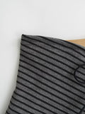 Purpdrank  Sexy Contrast color Striped Strapless Rib Knitted Bow Tank Top Women Skinny Crop Top Stretch Camisole 4 colors oatmeal gray