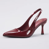 Purpdrank  stiletto heels sandals women slingbacks shoes ankle strap pointed toe slip on sexy ladies shoes pumps wedding party