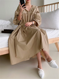 New Hooded Oversize Women's Shirts Dresses Puff Sleeve Solid Casual Loose Straight Long Dress Female Spring Autumn