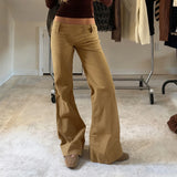 Purpdrank  Safari Style Casual Basic Solid Cargo Jeans Slim Low-Waisted Straight Pants Women Autumn Winter Fashion Streetwear Ladies