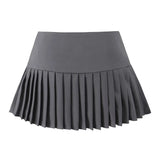 Purpdrank  Y2K Style Cool Girl Cross Slit Asymmetrical Pleated Mini Skirts Women Side Zipper Low Waist Sports Skirts Gray Black White
